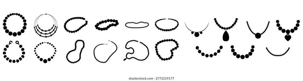 Pearl icon vector set. Necklace illustration sign collection. jewel symbol. Gem logo.