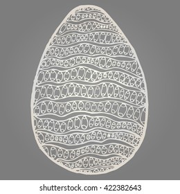 Pearl isolated vector zentagl Easter egg with a pattern of circles and waves.
