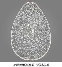 Pearl isolated vector zentagl Easter egg with a pattern of semi-circular scales.