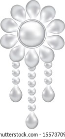 Pearl jewelery brooch isolated on white