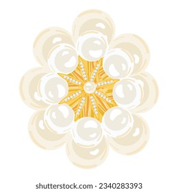 Pearl jewellery icon cartoon vector. Gold jewelry. Golden ornament