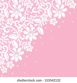 Pearl And Lace Border On Pink Background 