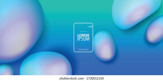 Pearl like Droplets Liquids/Colorful Gradient Layout/Cover. Minimalist Creative Design Concept Background