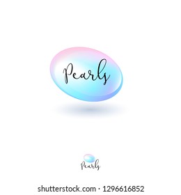 Pearl Logo. Pearl Bead And Handwritten Letters. Logo For Lingerie, Clothes Or Cosmetics.