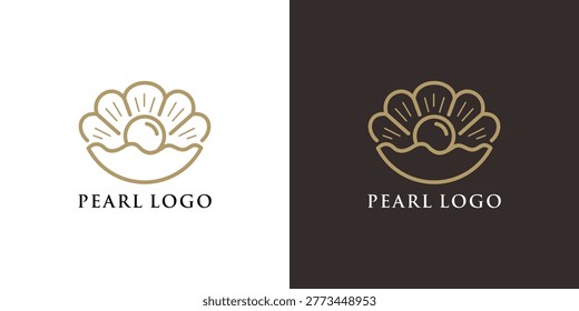 Pearl logo design featuring a shell and gemstone, perfect for jewelry brands.
