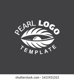 Pearl Logo white color cockle silhouette black background