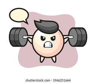 Pearl mascot cartoon with a barbell, cute style design for t shirt, sticker, logo element