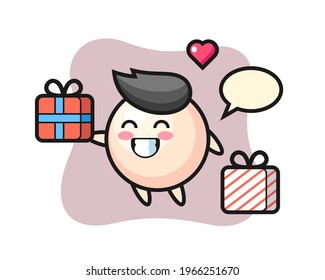 Pearl mascot cartoon giving the gift, cute style design for t shirt, sticker, logo element