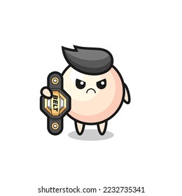 pearl mascot character as a MMA fighter with the champion belt , cute style design for t shirt, sticker, logo element