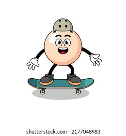 pearl mascot playing a skateboard , character design
