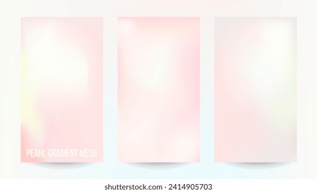 Pearl mesh gradient vector design cards. Pastel watercolor style backgrounds. Minimalist web blog templates. Spring light fresh backdrops. Delicate bright colors. Textured menu pages. Liquid metal dye