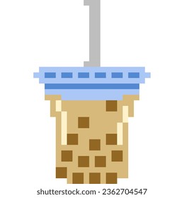 pearl milk tea cartoon icon in pixel style