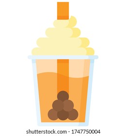 Pearl milk tea icon, Beverage flat style vector illustration