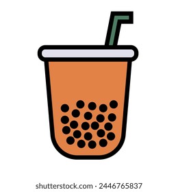 Pearl milk tea icon. Bubble tea icon. Boba tea icon. Vector.