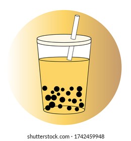 Pearl milk tea vector, drink icon
