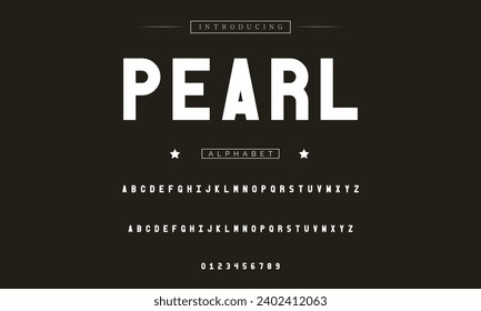 Pearl Modern Fett Font. Sans Serif Font. Regular Italic Uppercase Kleinschreibung Große Typografie Alphabet Schriftarten für Mode, Sport, Technologie, Digital, Film, Logo-Design, Vektorgrafik