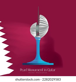 Pearl Monument in Qatar, Vector Illustration.