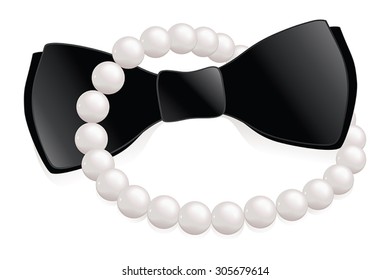 Pearl necklace and bow tie, a his and hers formal event icon.