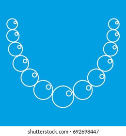 Pearl necklace icon blue outline style isolated vector illustration. Thin line sign