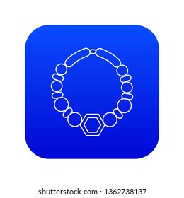 Pearl necklace icon blue vector isolated on white background