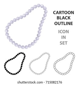 Pearl necklace icon in cartoon style isolated on white background. Jewelry and accessories symbol stock vector illustration.
