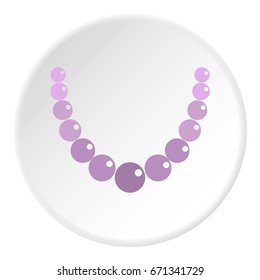 Pearl necklace icon in flat circle isolated vector illustration for web