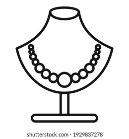 Pearl necklace icon. Outline pearl necklace vector icon for web design isolated on white background