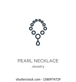 Pearl necklace icon. Thin linear pearl necklace outline icon isolated on white background from jewelry collection. Line vector sign, symbol for web and mobile