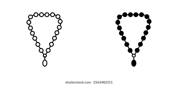 Pearl necklace icons in outline and fill. vector illustration for ui.