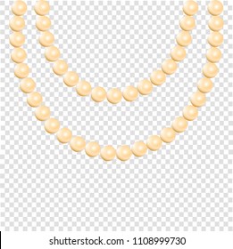 Pearl necklace isolated on transparent background, stock illustration vector