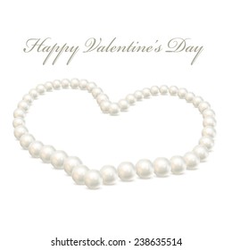 Pearl necklace , isolated on a white background. Valentine's Day gift. Vector illustration