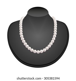 Pearl Necklace Jewelry Bust. Vector Illustration.