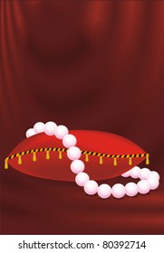 pearl necklace on abstract vinous