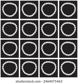 Pearl necklace on a black background. Seamless pattern.