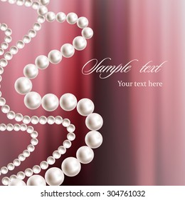Pearl necklace on a Colored background. Vector illustration