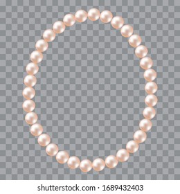 Pearl necklace, realistic pearl jewelry, isolated, vector illustration.