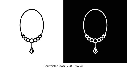 Pearl necklace thin line vector icon set.