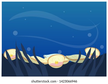 pearl on the sea shell under the sea vector illustration