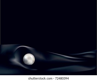 Pearl on silk. The vector background illustrating pearl lying on a piece of dark silk.