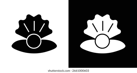 Pearl in the open shell icon. black and white line icons pack.