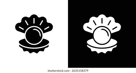 Pérola no conceito de ícone de shell aberto, ilustração de vetor