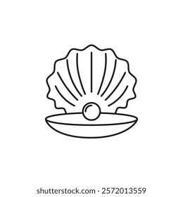 Pearl in the open shell icon in liner stroke style