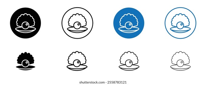 Pearl in the open shell icon set in black and blue colors