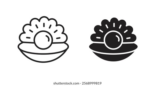 Pearl in the open shell icon set vector graphics designs