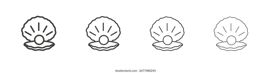 Perla en el símbolo de icono de concha abierta. Vector aislado ilustración.
