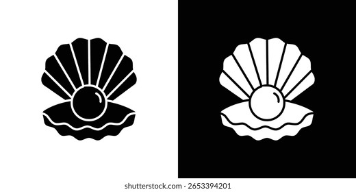 Pérola no ícone de shell aberto Gráficos escalonáveis do vetor