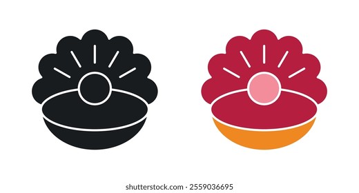 Pearl in the open shell icons in black and colored version