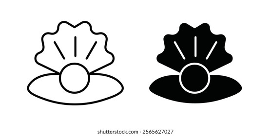 Pearl in the open shell icons in black and white colors