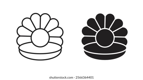 Pearl in the open shell icons in line stroke and flat versions