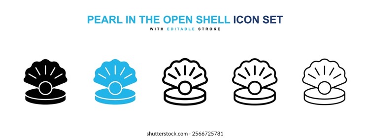 Pearl in the open shell icons vector collection pack.